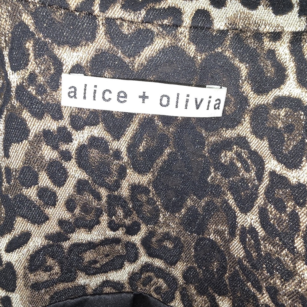 Alice + Olivia Toby Leopard Animal Print Stretch Blazer Jacket Size 6 40" Chest - Picture 10 of 12